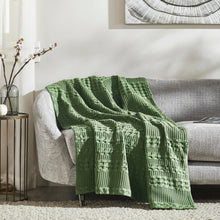 Load image into Gallery viewer, Moss Green Waffle Weave Throw Blanket – Cotton 50x60