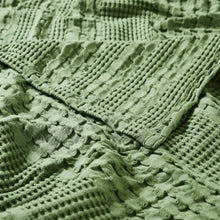 Load image into Gallery viewer, Moss Green Waffle Weave Throw Blanket – Cotton 50x60