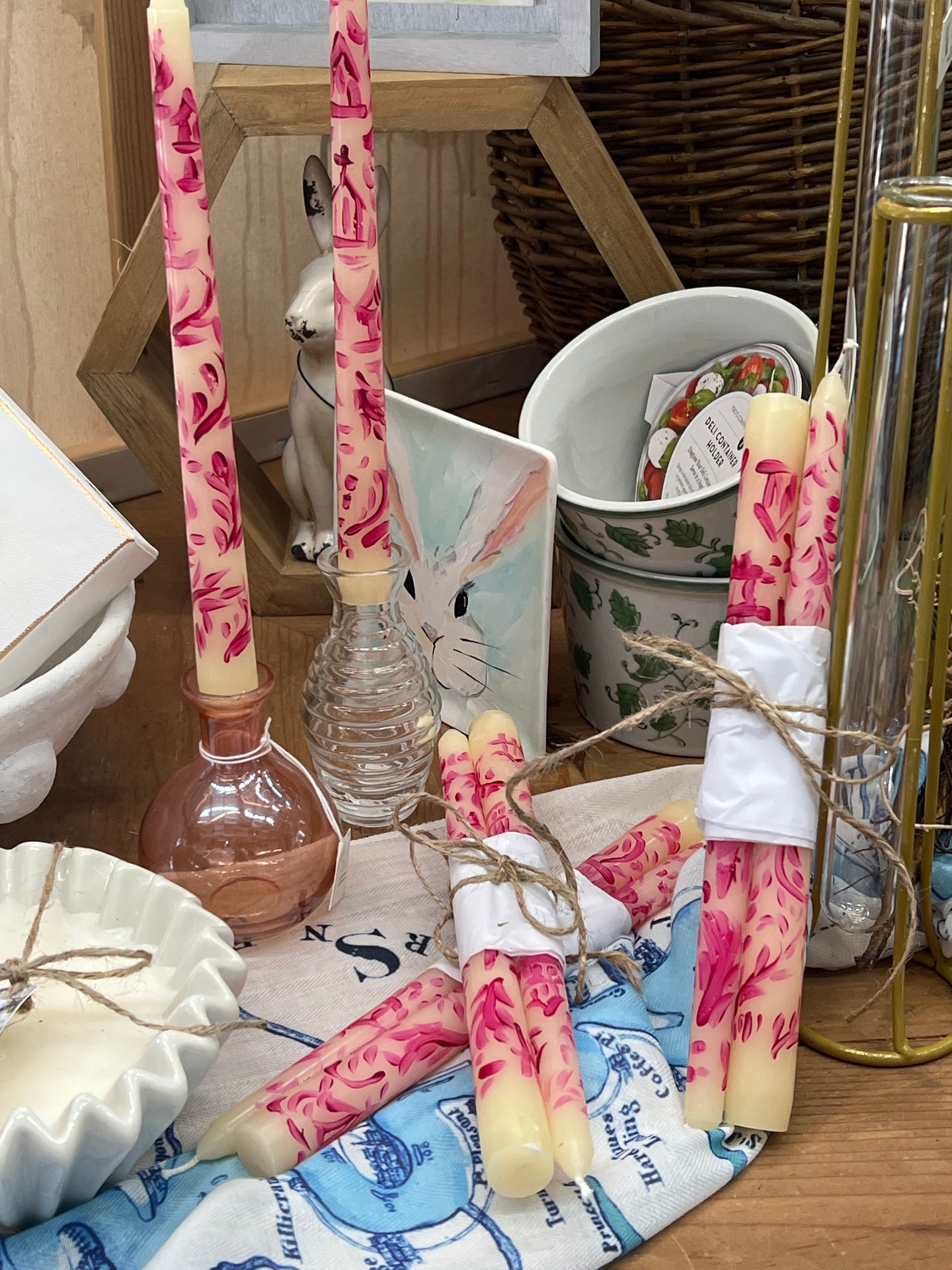 Pink and White Taper Candle