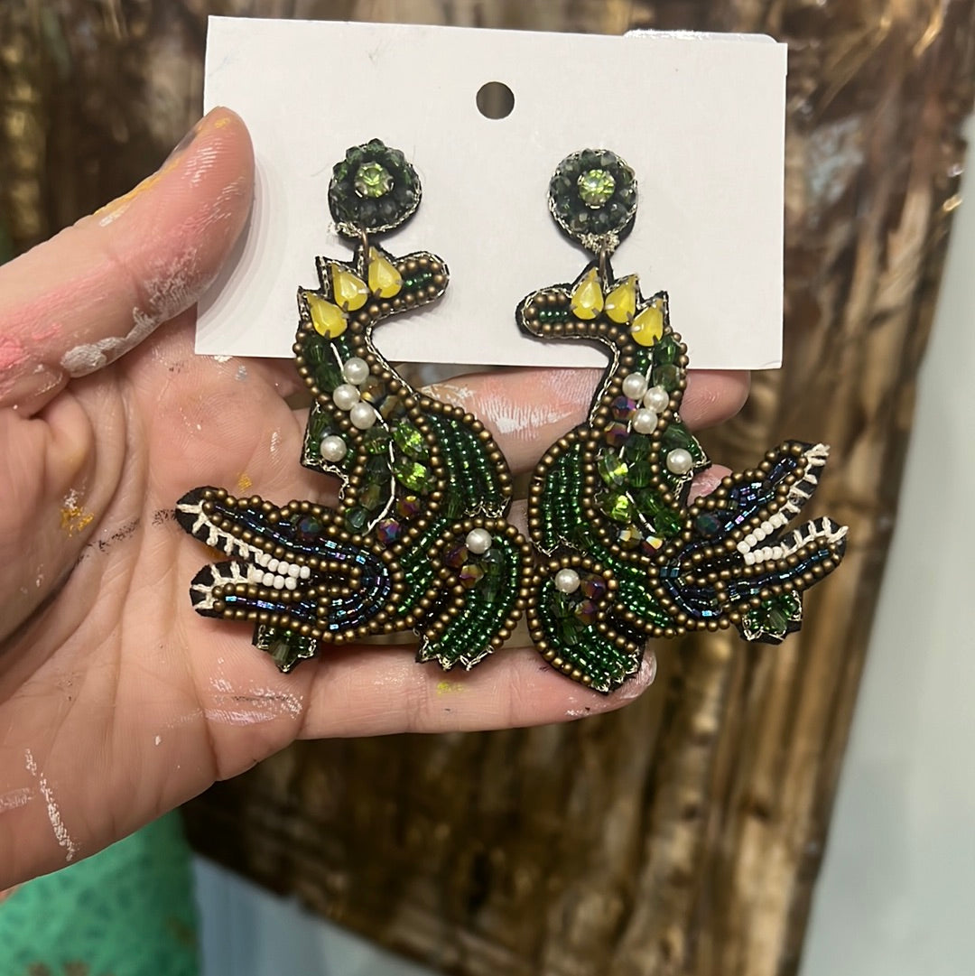 Alligator Beaded Statement Earrings