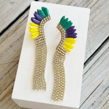 Mardi Gras Tassel Wings Earrings