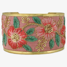 Load image into Gallery viewer, Soft Pink Floral Embordered Cuff Bracelet

