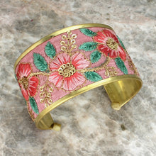 Load image into Gallery viewer, Soft Pink Floral Embordered Cuff Bracelet
