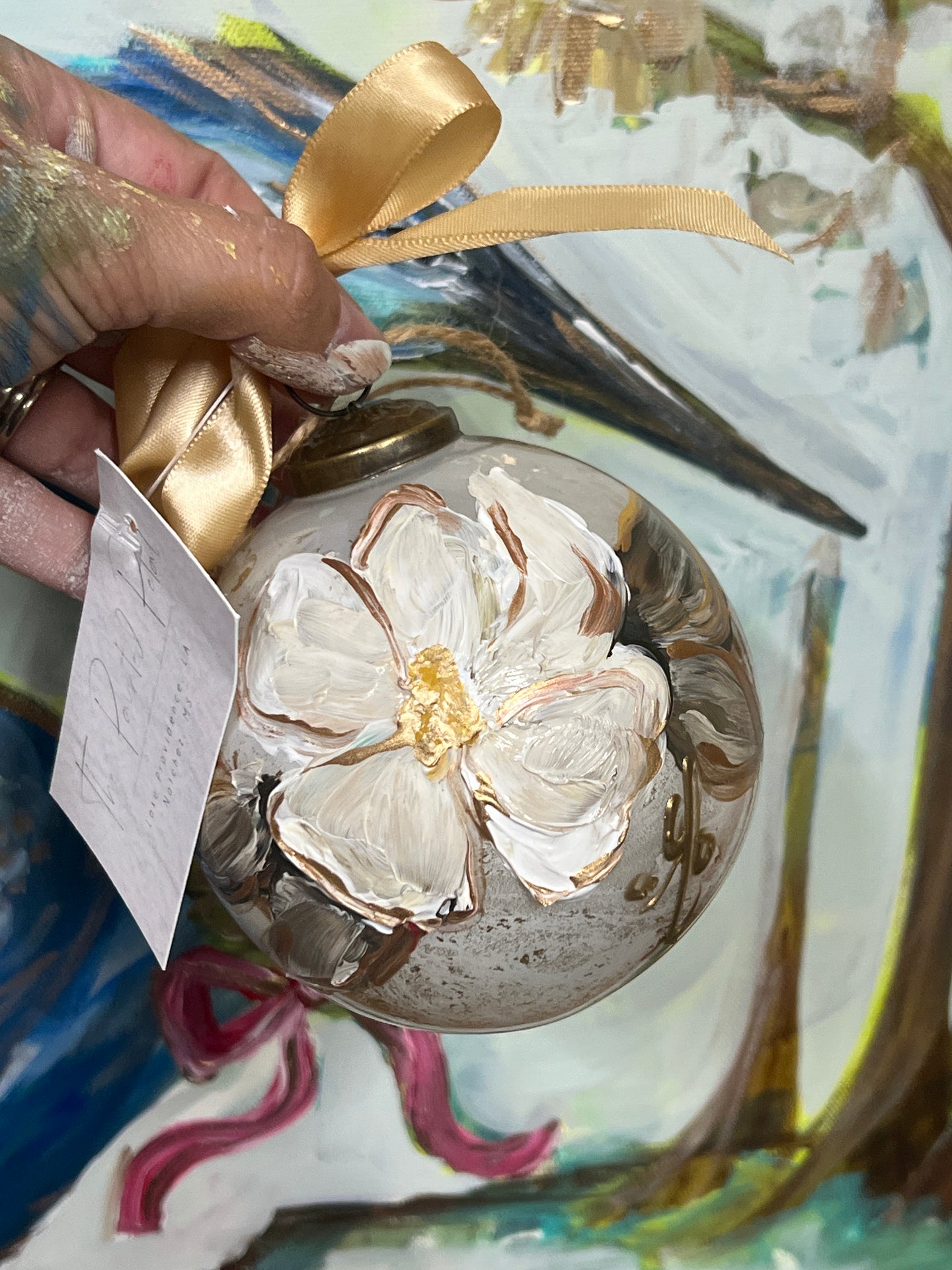 Gold Magnolia Ornament