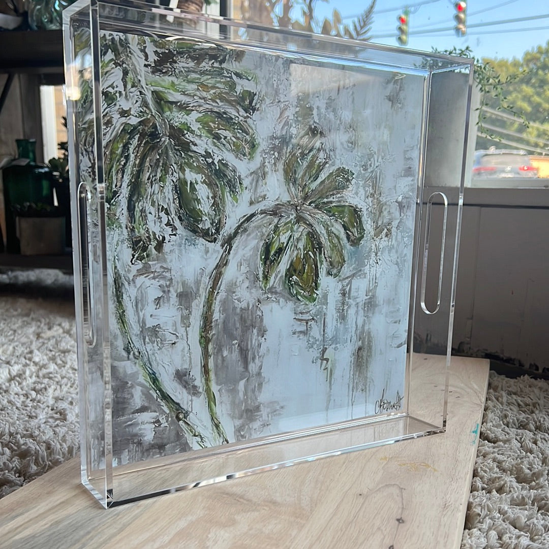 Leaves Lucite Tray