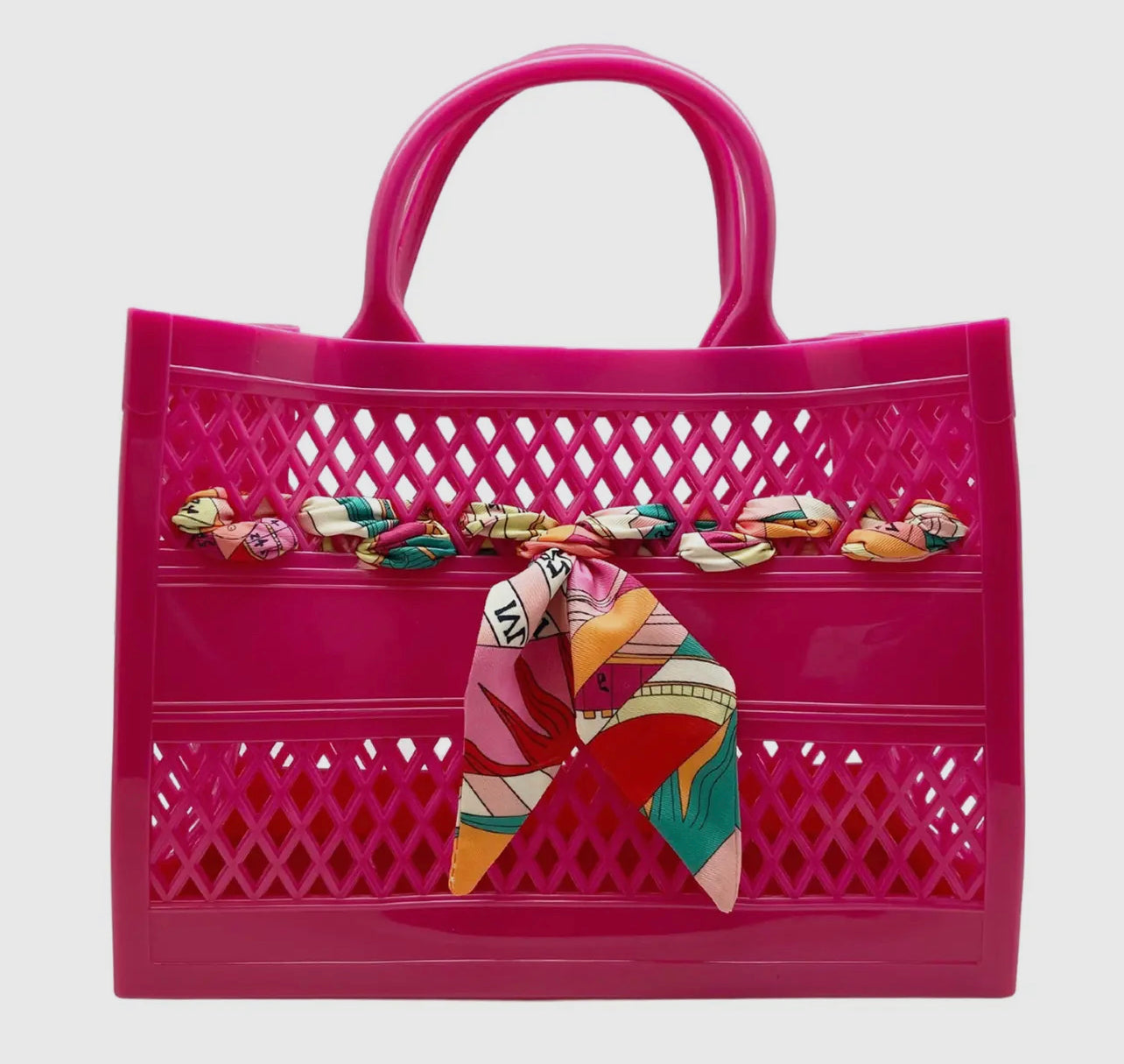 The Soleil Cutout Jelly Tote with Scarf