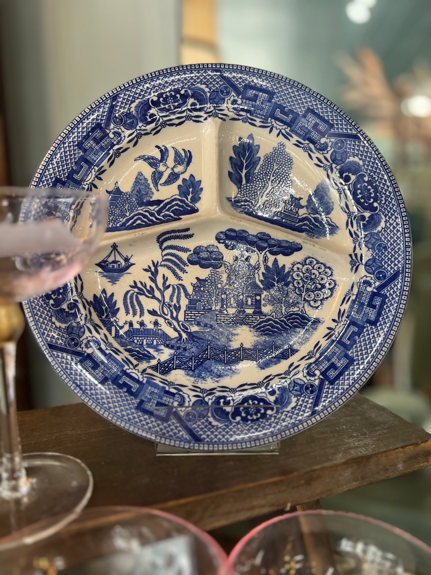 Blue & White Divided Dinner Plate