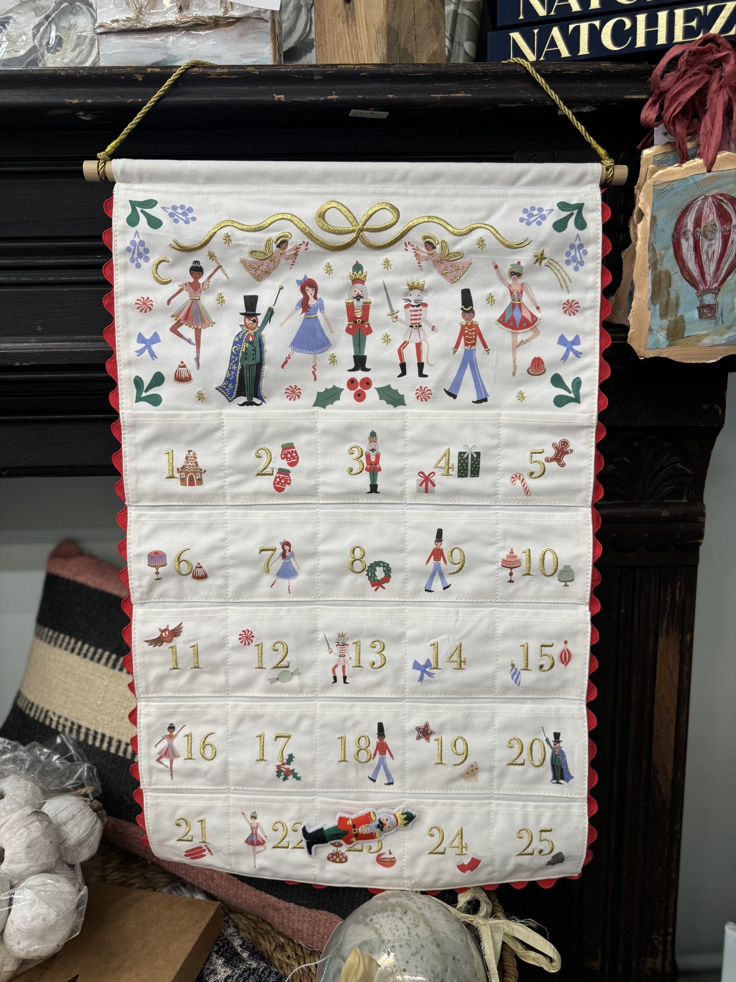 Nutcracker Embroidered Hanging Advent Calendar