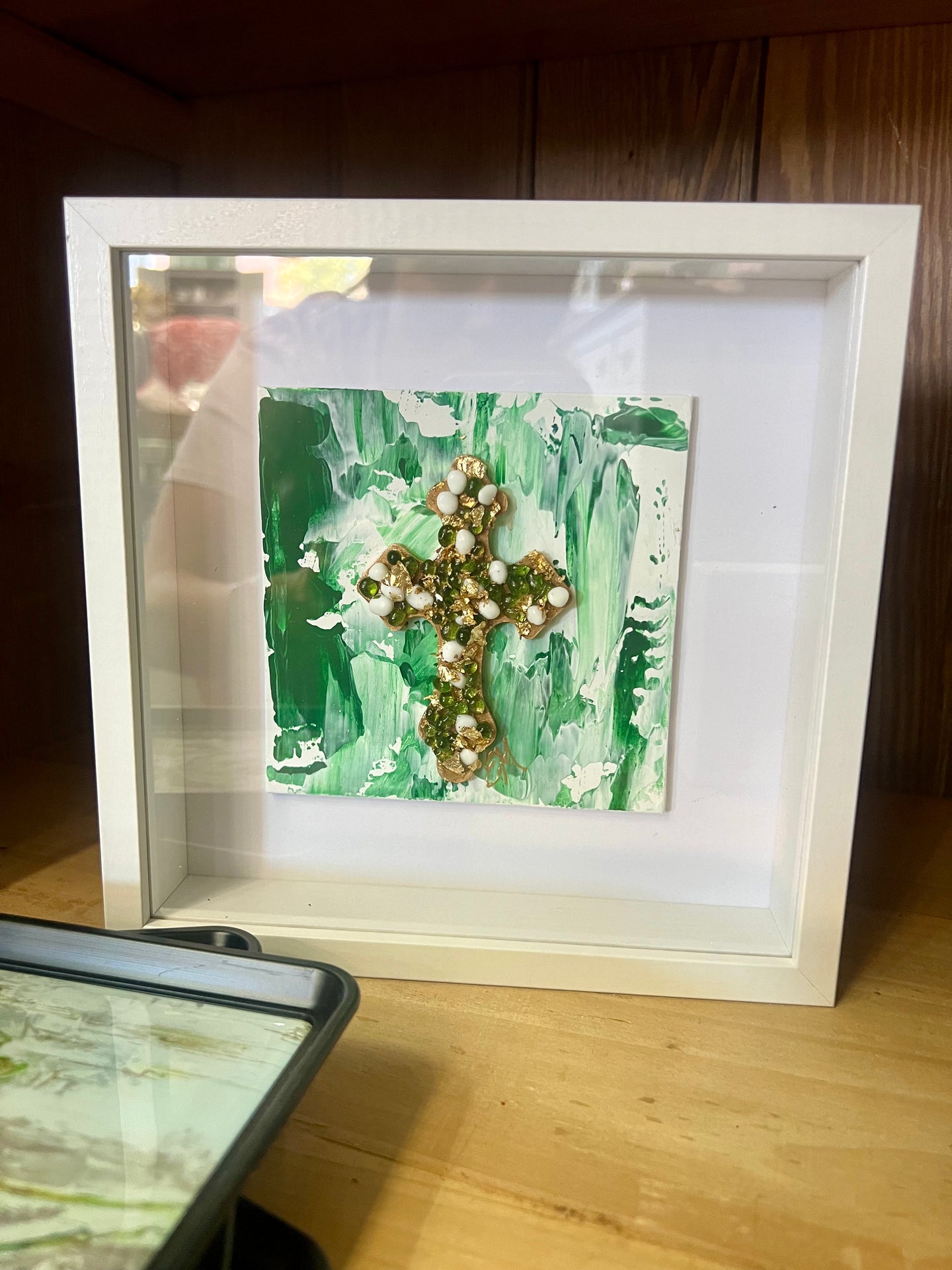 EM Emerald Framed Cross