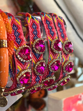 Load image into Gallery viewer, Rhinestone Heart Woven Bracelet

