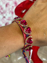 Load image into Gallery viewer, Rhinestone Heart Woven Bracelet
