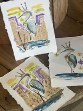 Load image into Gallery viewer, Mardi Gras Heron Paper Painting

