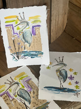Load image into Gallery viewer, Mardi Gras Heron Paper Painting
