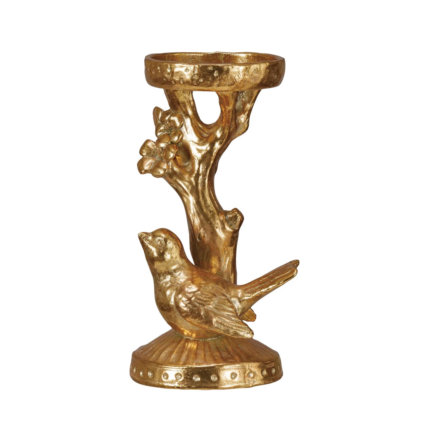 Resin Candle Holder with Birds and Flowers