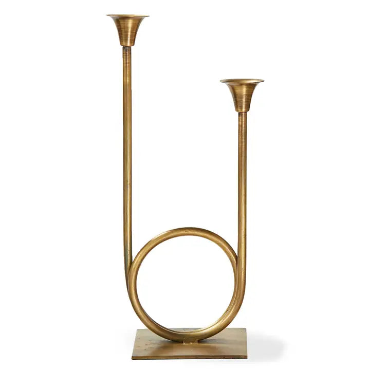 Christmas Dual Trumpet Taper Holder