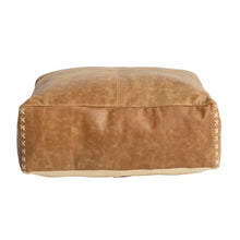Load image into Gallery viewer, Leather Pouf with Stitch Detail
