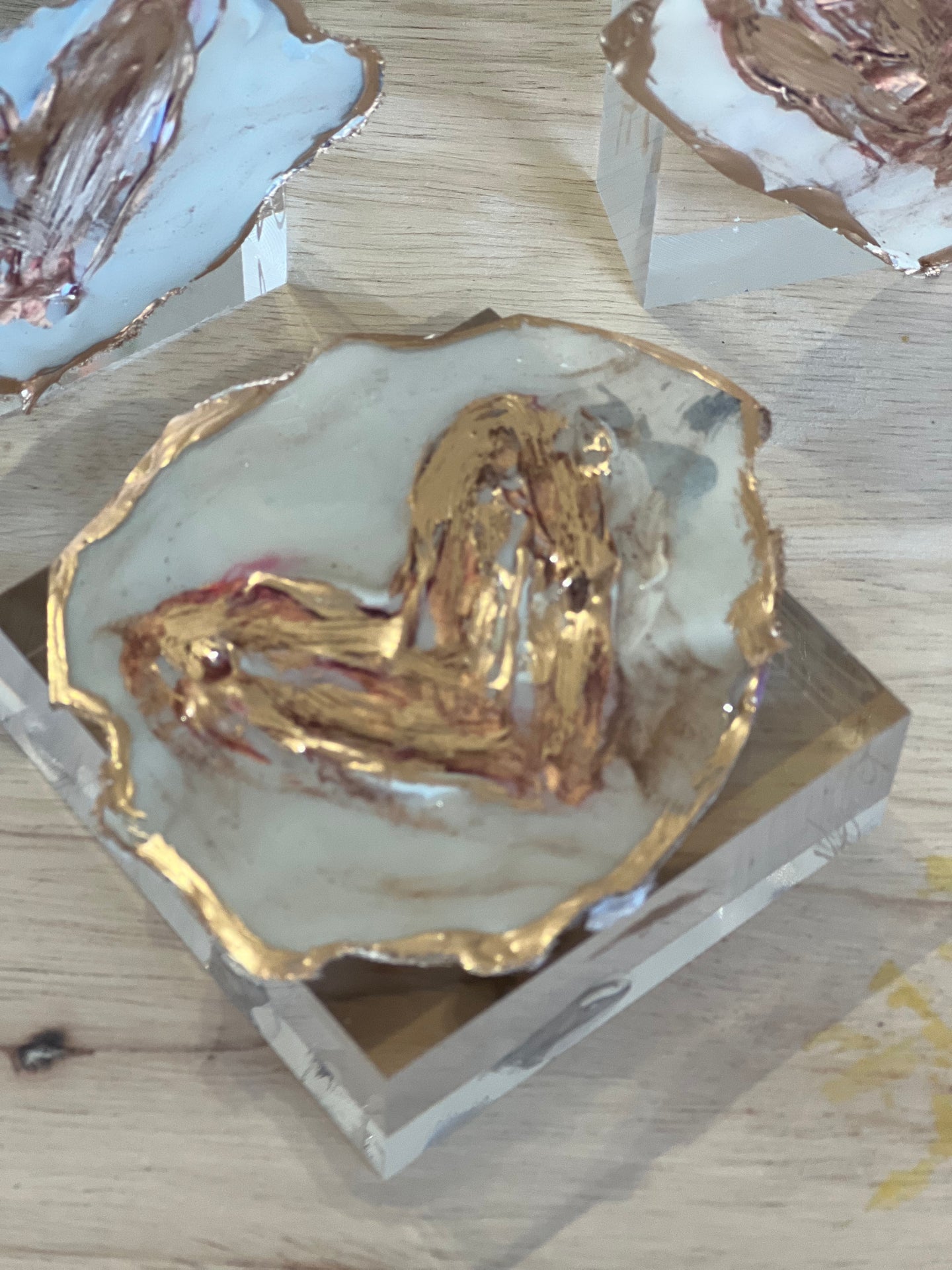 Gilded Heart Lucite Block