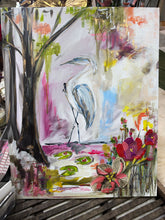 Load image into Gallery viewer, Heron in Bloom | 16" x 20"
