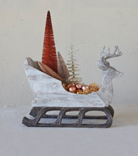 Load image into Gallery viewer, Whitewashed Resin Deer Sleigh
