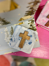 Load image into Gallery viewer, Spatter Paint Cross on Block
