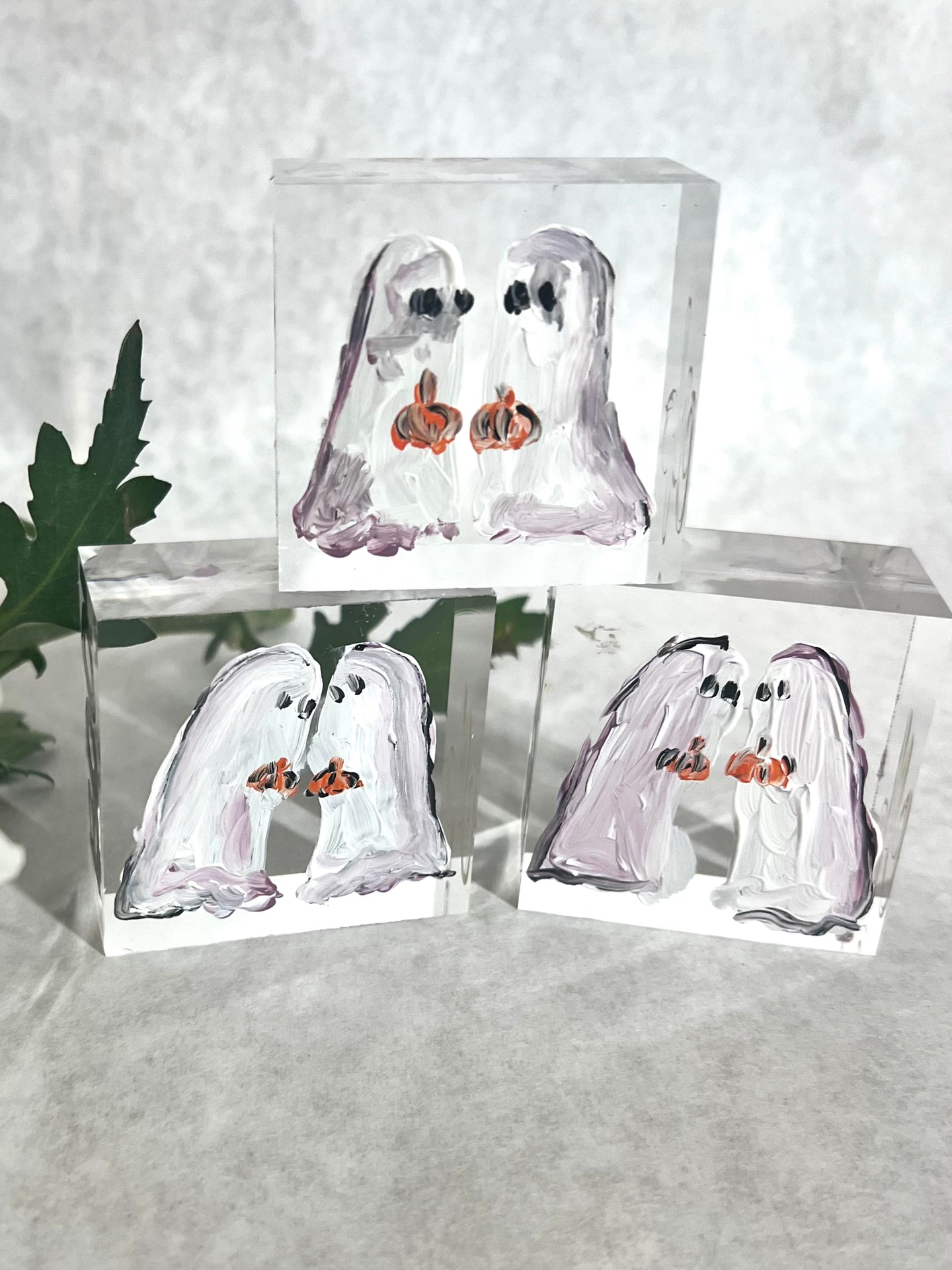 Boo Ghost Lucite Block