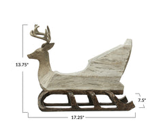 Load image into Gallery viewer, Whitewashed Resin Deer Sleigh
