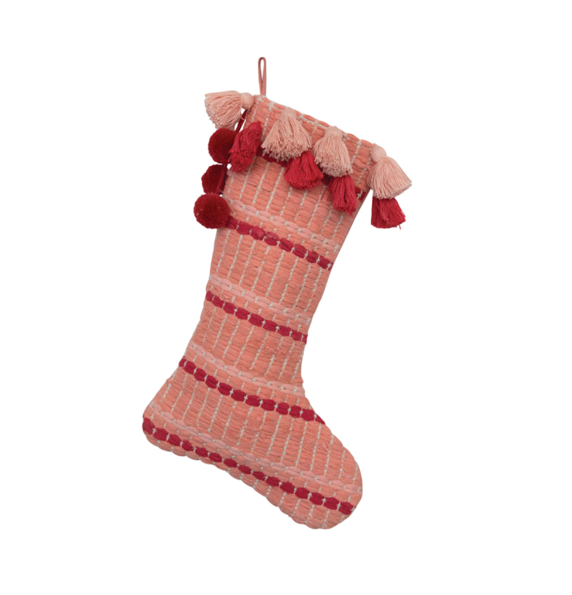 Woven Cotton Stocking with Tassels