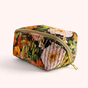 Midnight Posy Quilted Makeup Bag