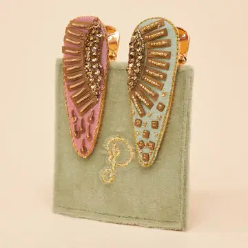Pastel Sunrise Jeweled Hair Clips
