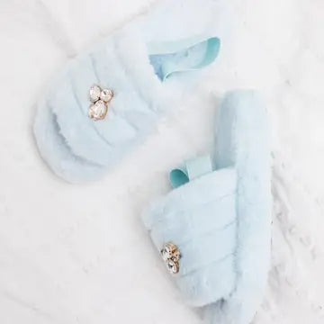 Sky Blue Rebecca Crystal Slingback Slippers