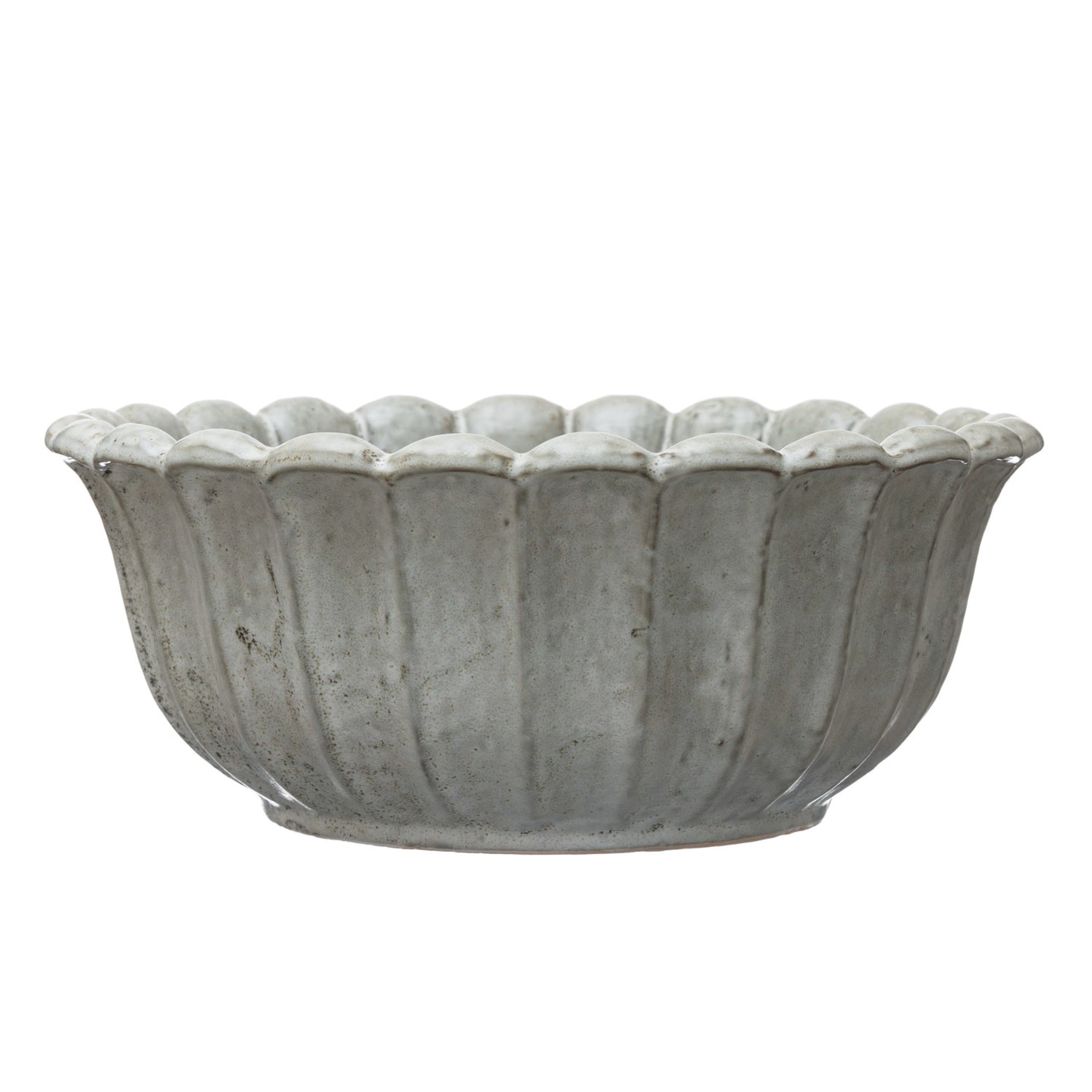 White Stoneware Flower Shaped Bowl