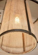 Load image into Gallery viewer, Round double layered woven fiber and metal pendant light
