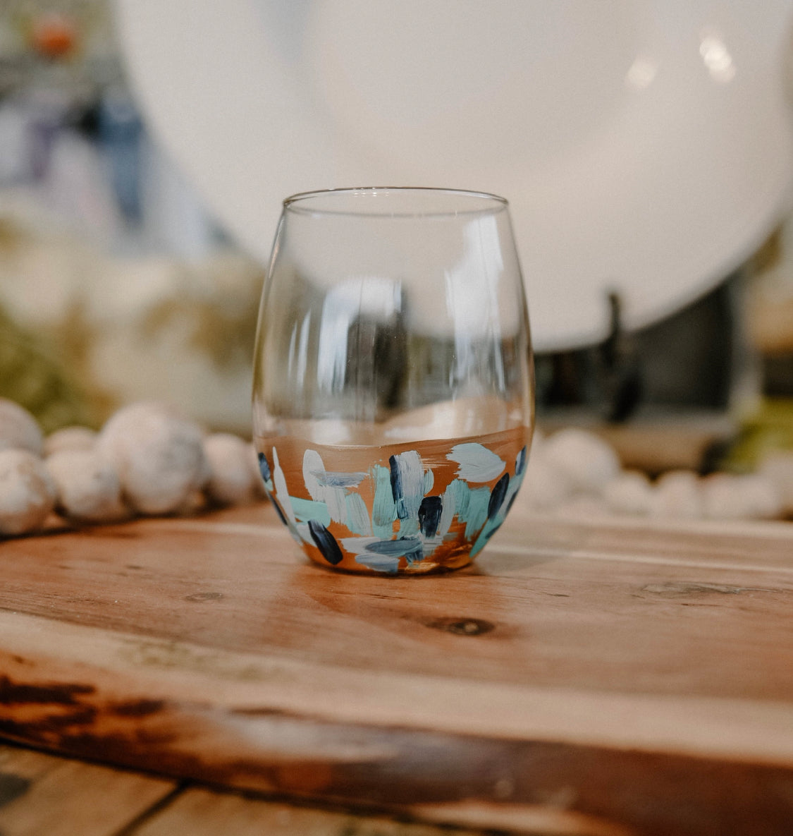 Cool Blues Wine Glass