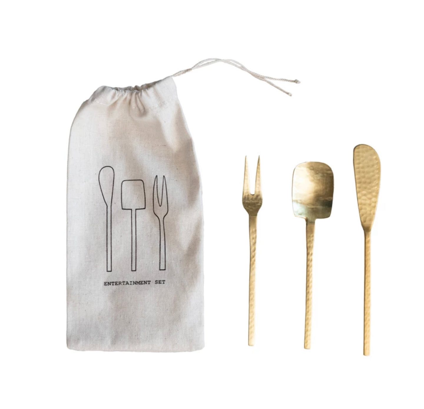 Hammered Stainless Steel Appetizer Utensils
