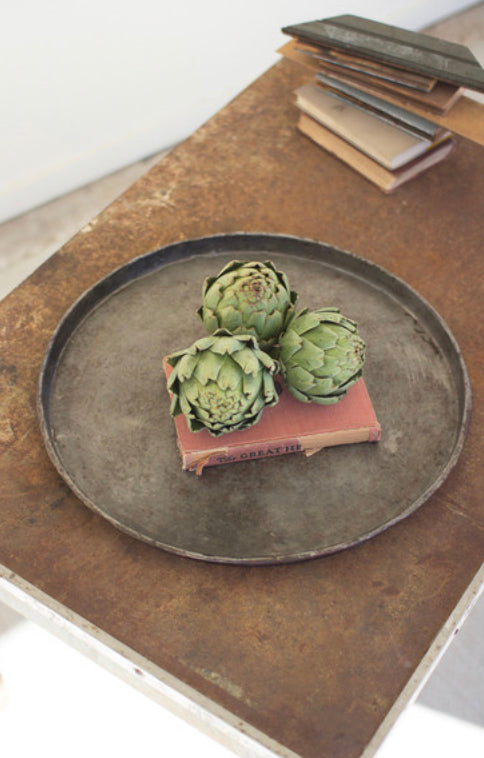 Round Rustic Repurposed Galvanized Tray