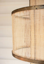 Load image into Gallery viewer, Round double layered woven fiber and metal pendant light
