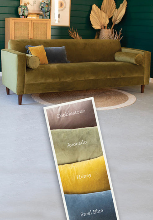 Steel Blue Velvet Sofa