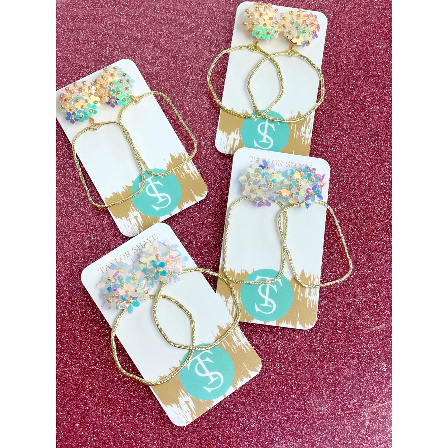 Iridescent Flower Hoops