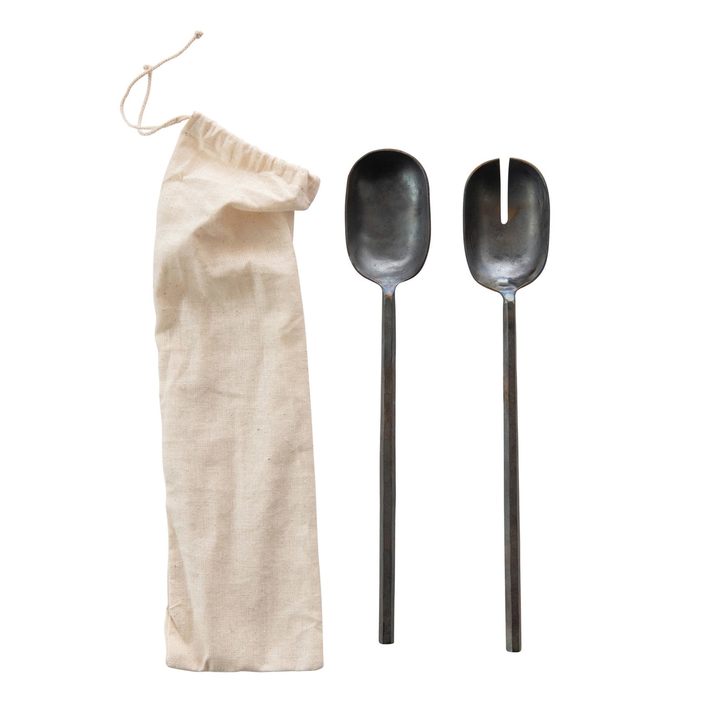 Hand-Forged Metal Salad Servers, Set of 2